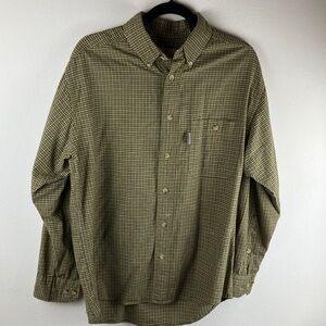 Woolrich Men’s Long Sleeve Button Down Shirt Size Medium Lt Olive Green 1-Pocket